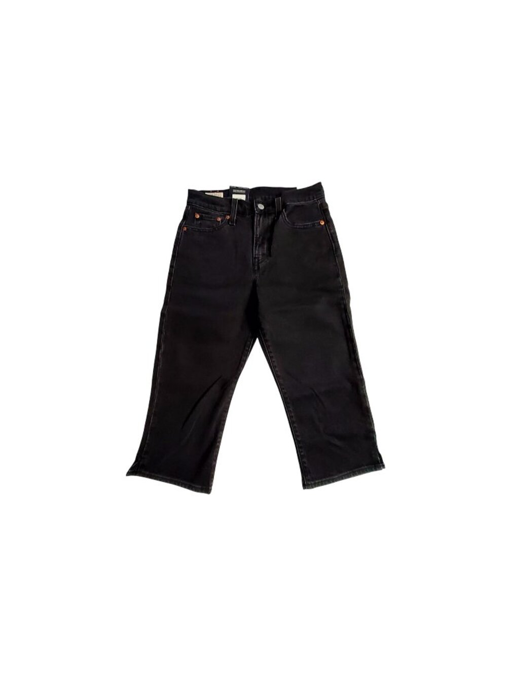 Levis Womens Premium Wedgie Capri Jeans Black W26 High Rise Stretch Denim
